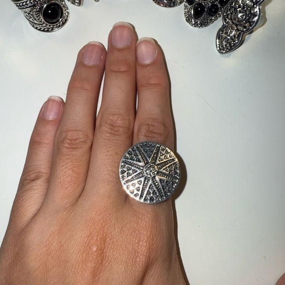 Intricate Silver and Black Vintage-Style Rings - Picture 3 of 10
